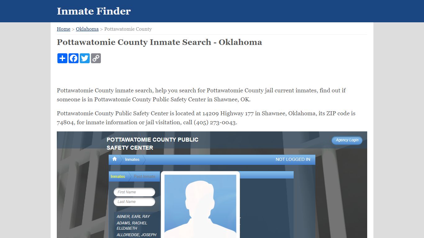 Pottawatomie County Inmate Search - Oklahoma